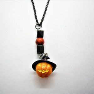 Pumpkin Necklace, Long Necklace for women, Halloween Gift for Sister, Halloween